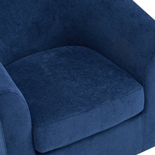 English Elm Wooden Bentwood Base Velvet Barrel Swivel Accent Chair for Living Room or Office Blue N776P378583S