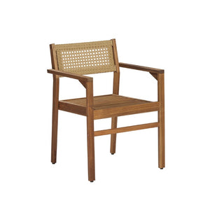 English Elm 4 Person Outdoor Dining Set Acacia Wood Wicker Back Chairs Patio Modern Style 4-Person Natural/Teak N776P381115N-2_N776P286348B