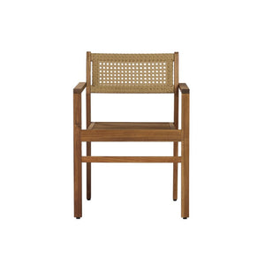 English Elm 4 Person Outdoor Dining Set Acacia Wood Wicker Back Chairs Patio Modern Style 6-Person Natural/Teak N776P381115N-3_N776P381093T