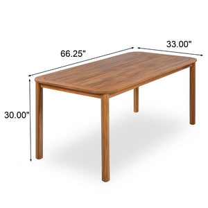 English Elm 4 Person Outdoor Dining Set Acacia Wood Wicker Back Chairs Patio Modern Style 6-Person Natural/Teak N776P381115N-3_N776P381093T
