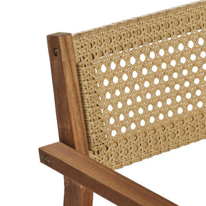 English Elm 4 Person Outdoor Dining Set Acacia Wood Wicker Back Chairs Patio Modern Style 6-Person Natural/Teak N776P381115N-3_N776P381093T