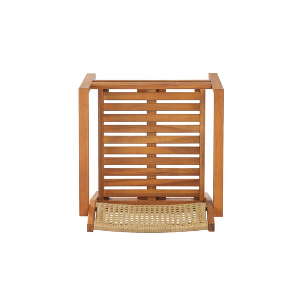 English Elm 4 Person Outdoor Dining Set Acacia Wood Wicker Back Chairs Patio Modern Style 6-Person Teak - B N776P381115T-3_N776P286348B