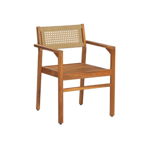 English Elm 4 Person Outdoor Dining Set Acacia Wood Wicker Back Chairs Patio Modern Style 6-Person Teak - B N776P381115T-3_N776P286348B