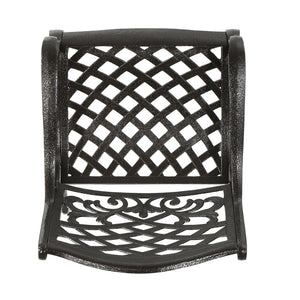 English Elm Chachere Outdoor Round Cast Aluminum Dining Set with Lattice Scrollwork Bronze Finish N776P381164B-4_54588.00BZE