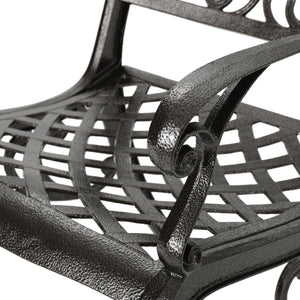 English Elm Chachere Outdoor Round Cast Aluminum Dining Set with Lattice Scrollwork Bronze Finish N776P381164B-4_54588.00BZE