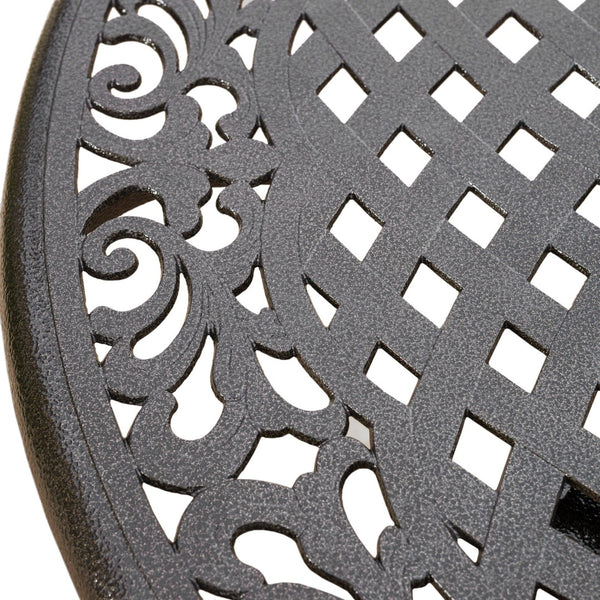 English Elm Chachere Outdoor Round Cast Aluminum Dining Set with Lattice Scrollwork Bronze Finish N776P381164B-4_54588.00BZE