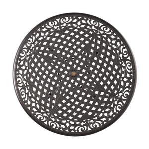 English Elm Chachere Outdoor Round Cast Aluminum Dining Set with Lattice Scrollwork Bronze Finish N776P381164B-4_54588.00BZE
