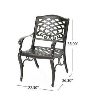 English Elm Patio 7 Piece Acacia Wood and Cast Aluminum Outdoor Dining Set for Six Guests N776P381164B_6_N776P381093T