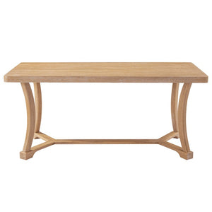 English Elm Will 7 Piece Farmhouse Dining Set with Rubberwood Trestle Table and Woven Back Chairs Beige, Light Brown, Natural N776P385751B-3_N776P490237N