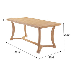 English Elm Will 7 Piece Farmhouse Dining Set with Rubberwood Trestle Table and Woven Back Chairs Beige, Light Brown, Natural N776P385751B-3_N776P490237N