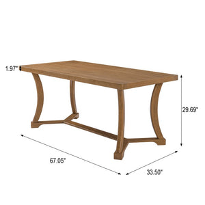 English Elm Will 7 Piece Farmhouse Dining Set with Rubberwood Trestle Table and Woven Back Chairs Beige, Brown, Light Brown N776P385751D-3_N776P490237W