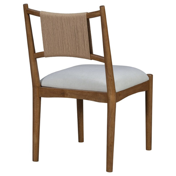 English Elm Will 7 Piece Farmhouse Dining Set with Rubberwood Trestle Table and Woven Back Chairs Beige, Brown, Light Brown N776P385751D-3_N776P490237W