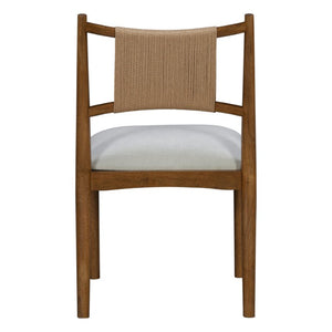 English Elm Will 7 Piece Farmhouse Dining Set with Rubberwood Trestle Table and Woven Back Chairs Beige, Brown, Light Brown N776P385751D-3_N776P490237W