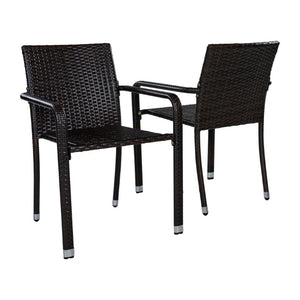 English Elm Outdoor Acacia Wood and Wicker Patio Dining Set Seating Six for Al Fresco Meals N776P387626T_N776P496437D-3