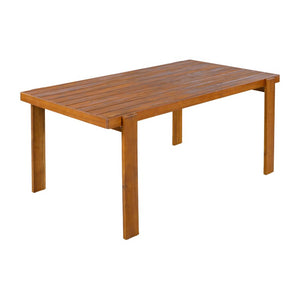 English Elm Outdoor Acacia Wood Patio Dining Set with Six Wicker Chairs for Backyard Decks Natural, Teak - B N776P387626T_N776P496437Y_N776P496436Y