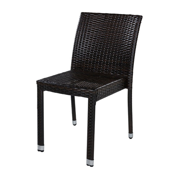 English Elm Outdoor Acacia Wood Patio Dining Set with Six Wicker Chairs for Backyard Decks Dark Brown, Teak N776P387626T_N776P496439D-3