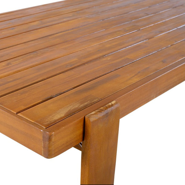 English Elm Outdoor Acacia Wood Patio Dining Set with Six Wicker Chairs for Backyard Decks Natural, Teak - A N776P387626T_N776P496439Y_N776P496438Y