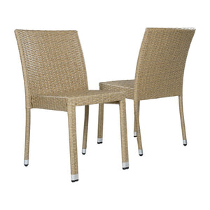 English Elm Outdoor Acacia Wood Patio Dining Set with Six Wicker Chairs for Backyard Decks Natural, Teak - A N776P387626T_N776P496439Y_N776P496438Y