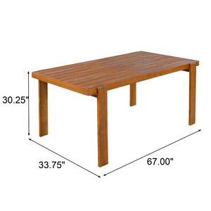 English Elm Outdoor Acacia Wood Patio Dining Set with Six Wicker Chairs for Backyard Decks Natural, Teak - A N776P387626T_N776P496439Y_N776P496438Y