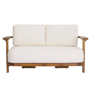 English Elm Kanso Solid Acacia 2 Piece Outdoor Loveseat Set with Weather Resistant Cushions N776P402166W