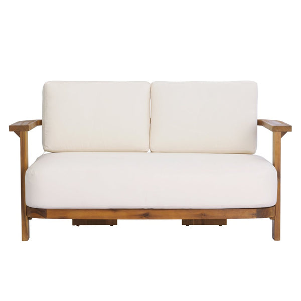 English Elm Kanso Solid Acacia 2 Piece Outdoor Loveseat Set with Weather Resistant Cushions N776P402166W