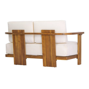 English Elm Kanso Solid Acacia 2 Piece Outdoor Loveseat Set with Weather Resistant Cushions N776P402166W