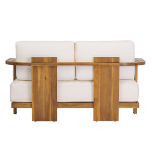 English Elm Kanso Solid Acacia 2 Piece Outdoor Loveseat Set with Weather Resistant Cushions N776P402166W