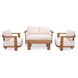 English Elm Kanso Solid Acacia Outdoor Chat Set Four Piece Patio Lounge with Cushioned Seating N776P402166W_N776P402167W-2