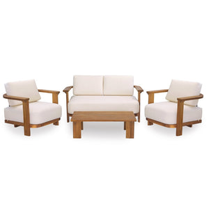 English Elm Kanso Solid Acacia Outdoor Chat Set Four Piece Patio Lounge with Cushioned Seating N776P402166W_N776P402167W-2