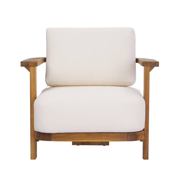 English Elm Kanso Solid Acacia Outdoor Armchair with Thick Cushions for Patio Garden Living N776P402167W