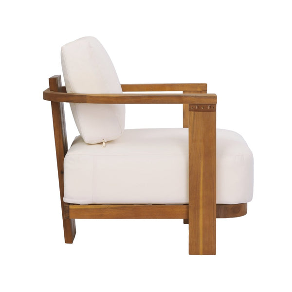 English Elm Kanso Solid Acacia Outdoor Armchair with Thick Cushions for Patio Garden Living N776P402167W