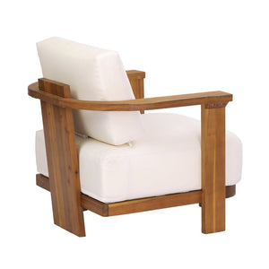 English Elm Kanso Solid Acacia Outdoor Armchair with Thick Cushions for Patio Garden Living N776P402167W