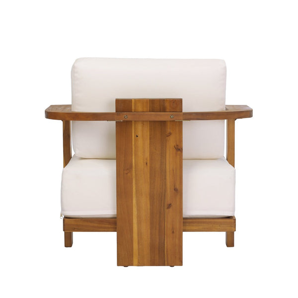 English Elm Kanso Solid Acacia Outdoor Armchair with Thick Cushions for Patio Garden Living N776P402167W