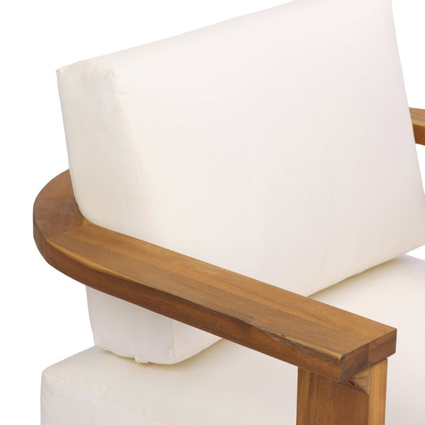 English Elm Kanso Solid Acacia Outdoor Armchair with Thick Cushions for Patio Garden Living N776P402167W