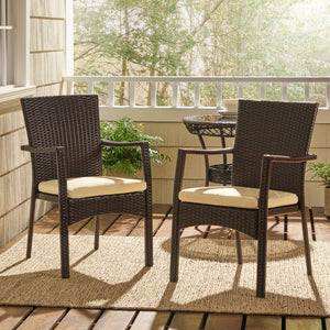 English Elm Corsica All-weather Wicker Outdoor Dining Chairs with Cushions for Patio or Deck N776P403778B