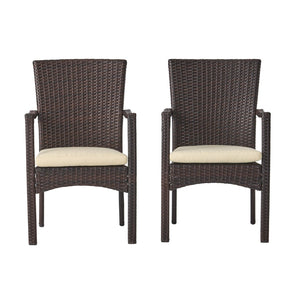 English Elm Corsica All-weather Wicker Outdoor Dining Chairs with Cushions for Patio or Deck N776P403778B