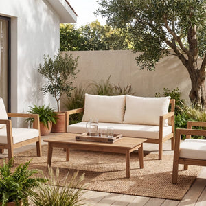 English Elm Pablo Solid Acacia Wood Patio Loveseat Set with Geometric Modern Outdoor Design N776P409030W