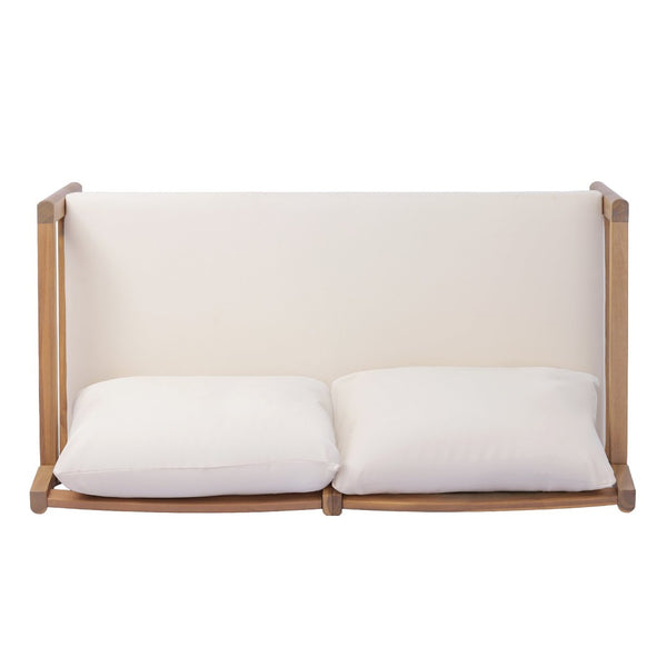 English Elm Pablo Solid Acacia Wood Patio Loveseat Set with Geometric Modern Outdoor Design N776P409030W