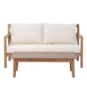 English Elm Pablo Solid Acacia Wood Patio Loveseat Set with Geometric Modern Outdoor Design N776P409030W