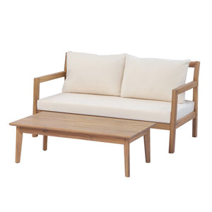 English Elm Pablo Solid Acacia Wood Patio Loveseat Set with Geometric Modern Outdoor Design N776P409030W