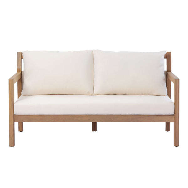 English Elm Pablo Solid Acacia Wood Patio Loveseat Set with Geometric Modern Outdoor Design N776P409030W