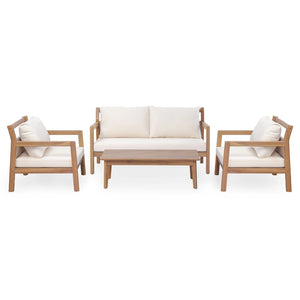 English Elm Pablo Outdoor Acacia Wood 4 Piece Chat Set for Patio Deck and Poolside Lounge N776P409030W_N776P409031W-2
