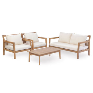 English Elm Pablo Outdoor Acacia Wood 4 Piece Chat Set for Patio Deck and Poolside Lounge N776P409030W_N776P409031W-2