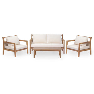 English Elm Pablo Outdoor Acacia Wood 4 Piece Chat Set for Patio Deck and Poolside Lounge N776P409030W_N776P409031W-2