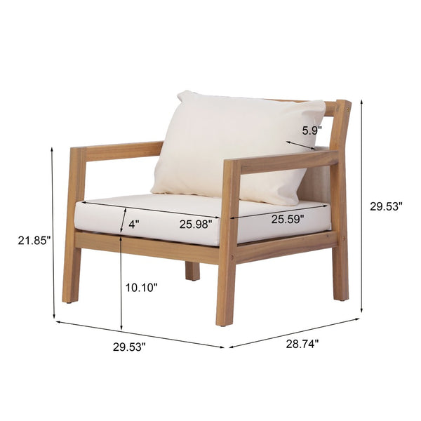 English Elm Pablo Outdoor Acacia Wood Arm Chair with Water Resistant Upholstery for Patio N776P409031W