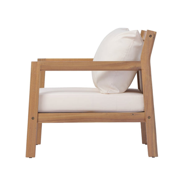 English Elm Pablo Outdoor Acacia Wood Arm Chair with Water Resistant Upholstery for Patio N776P409031W