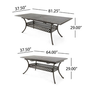 English Elm 7-Piece Cast Aluminum Outdoor Dining Set Rust Proof Patio Table Six Chairs N776P415132B-3_60703.00