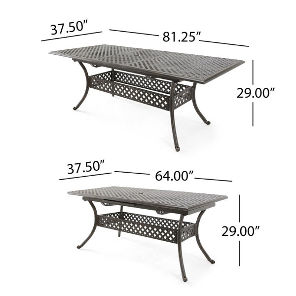 English Elm 7-Piece Cast Aluminum Outdoor Dining Set Rust Proof Patio Table Six Chairs N776P415132B-3_60703.00