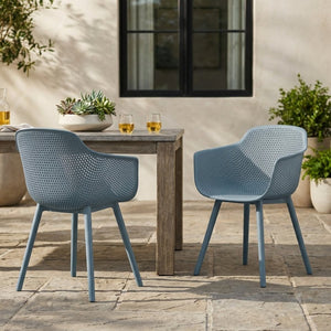 English Elm Lotus Outdoor Dining Chairs Set of 2 Geometric Perforated Weather Resistant Patio N776P417868G