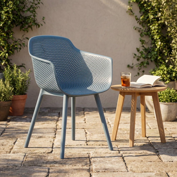 English Elm Lotus Outdoor Dining Chairs Set of 2 Geometric Perforated Weather Resistant Patio N776P417868G